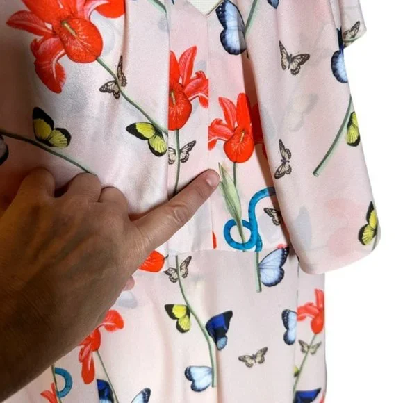 BORGO DE NOR Women's Pink Butterfly Print Ruffle Maxi Dress Size 12 - Picture 13 of 15